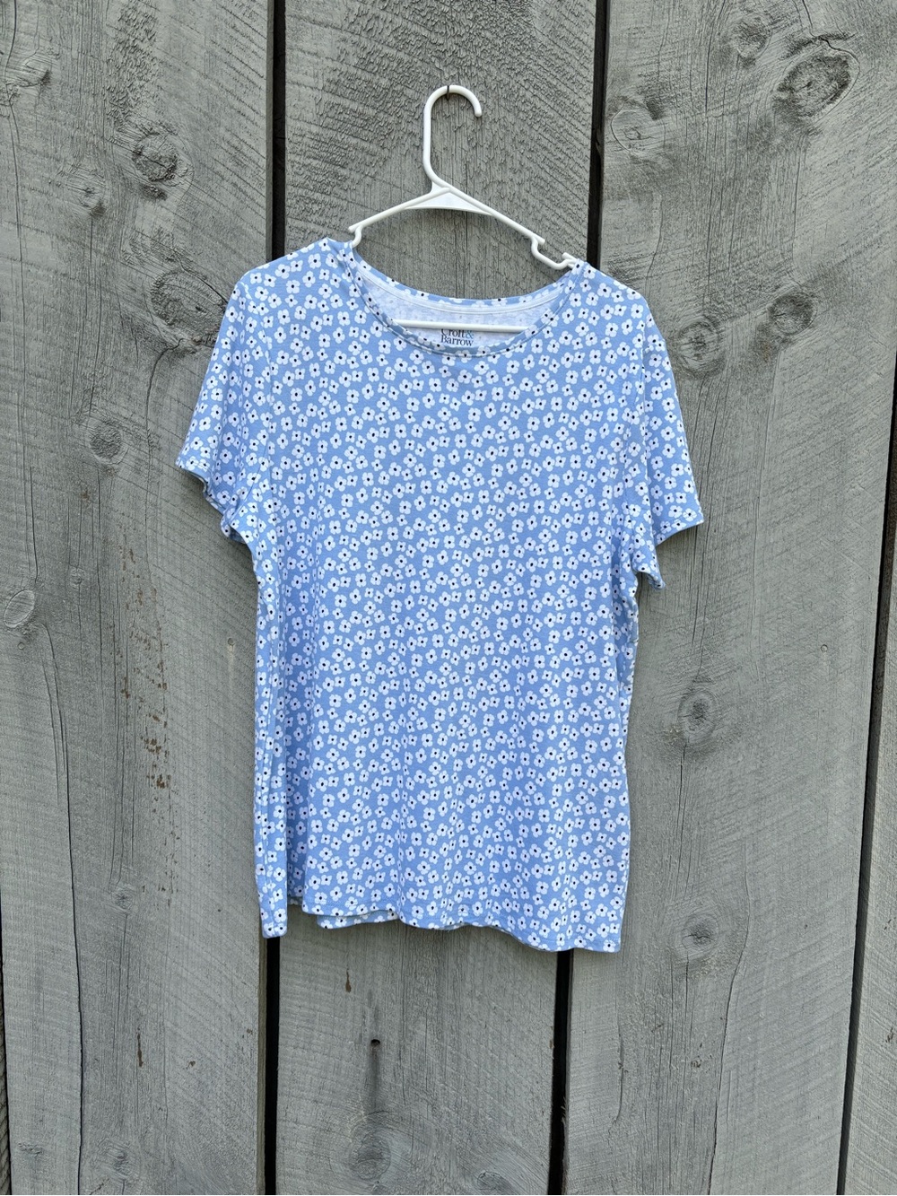Croft & Barrow Light Blue Floral Crewneck Classic Tee - Womens Top Size XL  NWOT